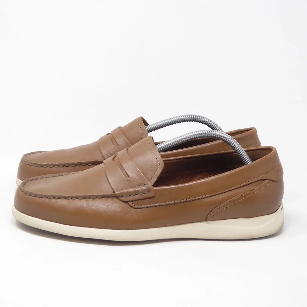 Cole Haan Mens Grand Atlantic Plain Loafers Brown Leather C36002 Size 10.5M